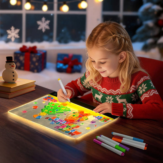 Magical Glowing Kids LED Drawing Board with Night Light