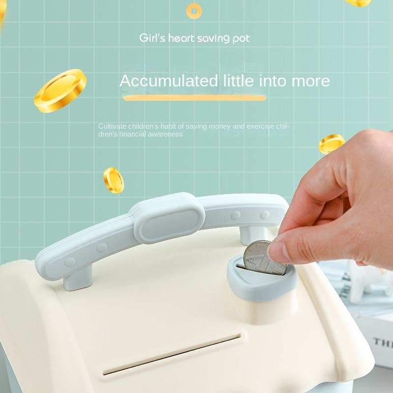 Cartoon Cute Small House Pattern Money Box Eco-Friendly Access Plastic Piggy Bank with Steel Box