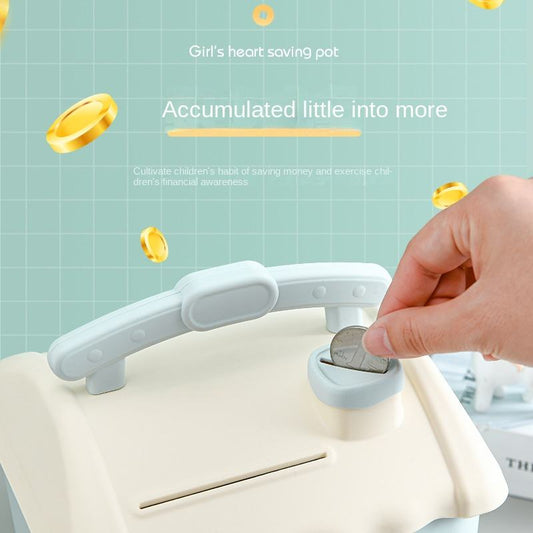 Cartoon Cute Small House Pattern Money Box Eco-Friendly Access Plastic Piggy Bank with Steel Box