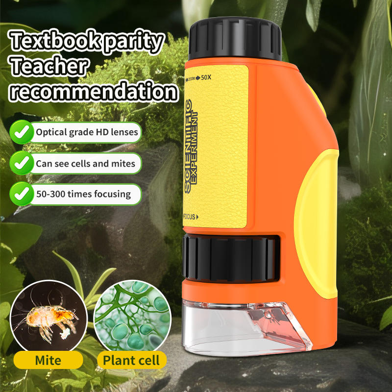 Educational Mini Plastic Handheld Microscope with LED Light Outdoor Toy for Children